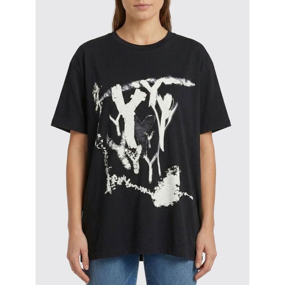 Yohji Yamamoto Women Yohji Yamamoto Oversized Printed Cotton T-Shirts